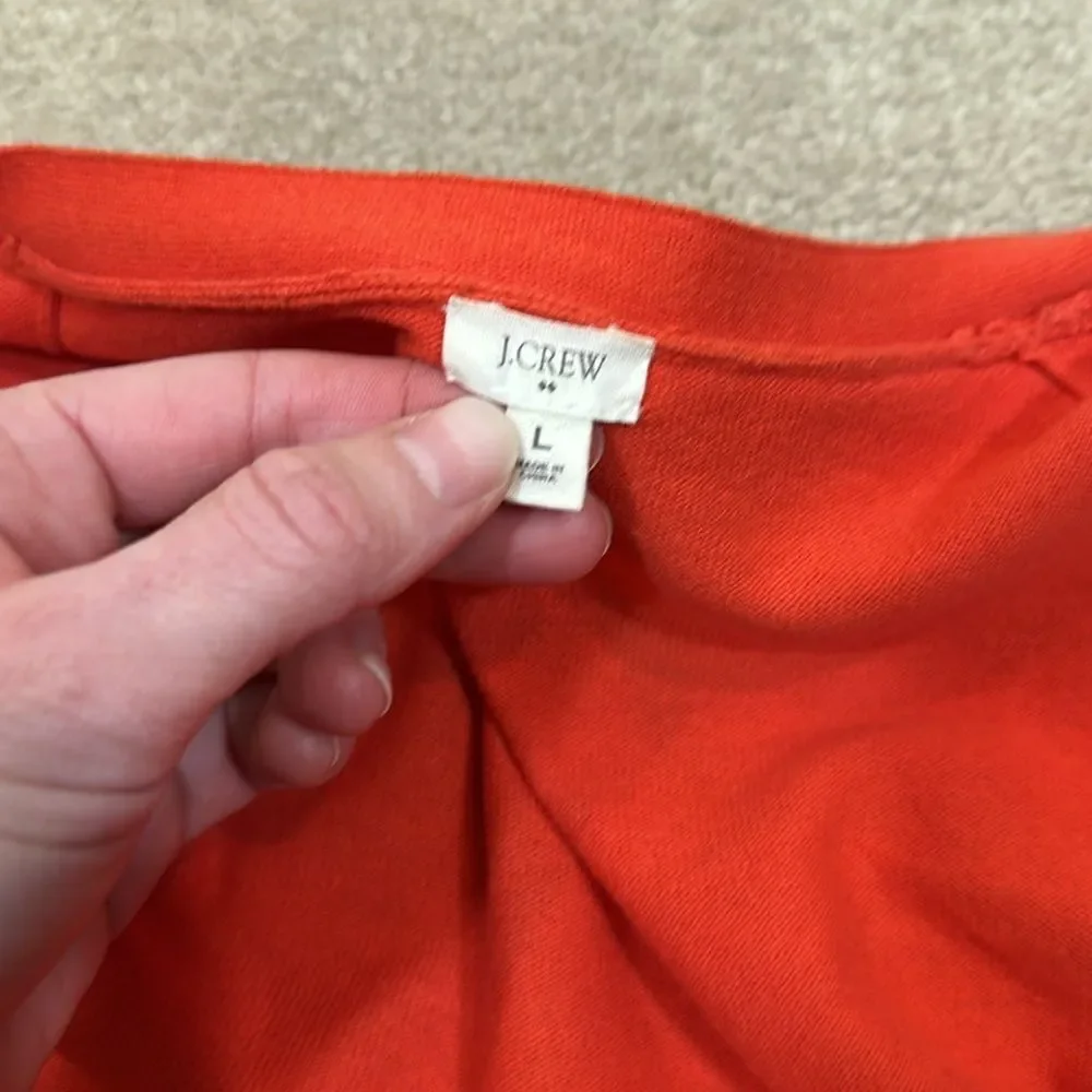 J. Crew Coral Orange Ruffle Button Front Coquette Cardigan Sweater Women Medium